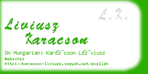 liviusz karacson business card